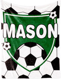 Custom Soccer Blanket with Name for Boys, Personalized Name Blanket for Kids, Soft Flannel Soccer Customized Gift for Birthday Christmas Baby Shower Children Day 40"x50"