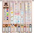 Funny Kids Educational Alphabet Curtain Cartoon Colorful Weather Multiplication Table Printed Rod Pocket Blackout Window Treatments for Bedroom Living Room 55" W X 63" L