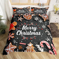 Manfei Christmas Bedding Set 3pcs for Kids Girls Red Cartoon Gingerbread Man Printed Comforter Cover Festival Duvet Cover Set Microfiber Bedspread Cover with 2 Pillow Cases(No Comforter) Queen Size