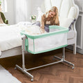 Baby Bassinet Bedside Sleeper 3-in-1, Easy Night Feeding with One-Side Fold & Rolling Wheels, Breathable Mesh, 6-Height Adjustable, Soft Mattress for Newborns