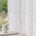 Anmao Vintage Lace Curtains 54 Inches Long 2 Panels Set, Romantic Elegant Light Filtering Semi Sheer Floral Thick Lacy Curtain Drapes for Living Room and Bedroom, Each Panel 55W x 54L, White Leaves