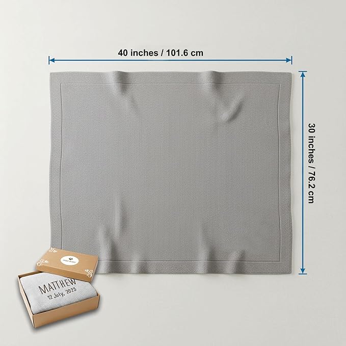 Personalized Baby Blanket - 100% GOTS Certified Organic Cotton - Custom Baby Blanket for Boys and Girls - Embroidered Swaddle, Customized Baby Name Blankets (Green)