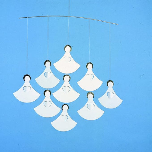 Angel Chorus (9 Angels) Hanging Mobile - 14 Inches - High Quality - Handmade in Denmark by Flensted
