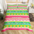 Christmas Bedding Set Cute Fox Santa Claus Polar Bear Comforter Cover for Kids Boys Girls Teens Christmas Tree Duvet Cover Breathable Pink Dots Stripe Bedspread Cover Room Decor Quilt Cover Full Size