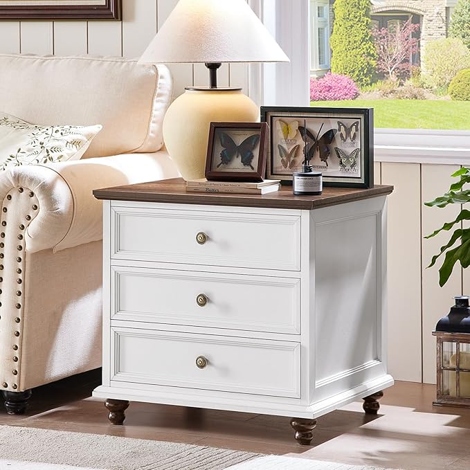Farmhouse Dresser and Nightstand Sets, Wooden 7 Drawers Dresser & 24" Night Stand with 3 Drawers, 2 Piece Bedroom Furniture Set, Chest of Drawers for Bedroom, Home, Living Room, Hallway