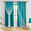 XiDi Black Out Curtains for Girls Bedroom Decor, Unicorn Curtains for Kids Room, Blackout Curtains for Living Room 63 inchs Long 34 inches Wide 2 Panel Teal