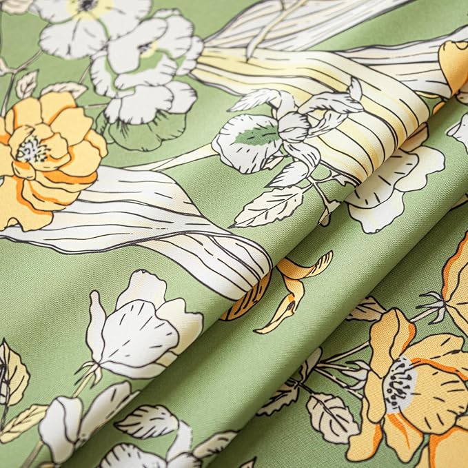 ENJOYBRIDAL Floral 96 Inch Curtains for Living Room Semi Sheer Drapes Bedroom Cute 2 Panels Long Window Curtain Panels Boho Rod Pocket Country Farmhouse Dining Room Window Treatments