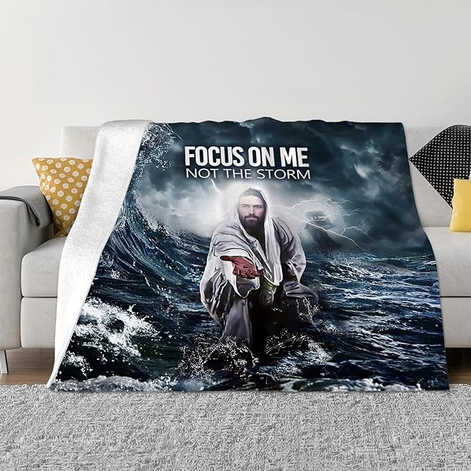 Tijuboni Christian Jesus Throw Blanket Religious Faith Gifts for Women Men Girls Boys Kids Adults Soft Flannel Fleece Blanket for Couch Sofa Bed Home Decor 60"x80"