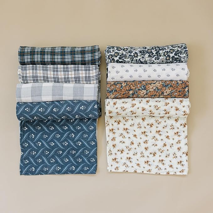 Mebie Baby Venetian Floral Muslin Swaddle, Modern and Neutral Swaddle Blanket for Baby Girl or Boy, Soft Baby Blankets, Newborn Swaddle Blanket, 0-3 Month, Comfy Wrap, Baby Essentials & Gifts