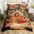 Feelyou Cute Gingerbread Man Duvet Cover Queen Size Cartoon Christmas Bedding Set for Boys Girls New Year Holiday Comforter Cover Reversible Xmas Decor Bedroom Decor 3Pcs