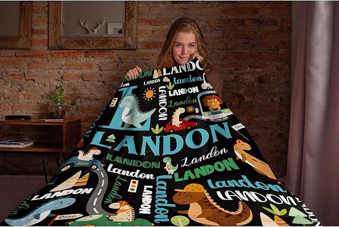 Custom Dinosaur Truck Blanket Gifts for Girls Boys Women - Super Soft Cozy Warm Throw Sheet for Couch Bed Sofa Office Decor All Season 90"x120" for Whole Family