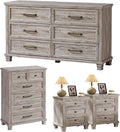 Farmhouse Bedroom Dresser and Nightstand Set of 4, 6 Drawer Tall & Low Dresser & 3 Drawer Nightstand Set with Wooden Legs, Rustic Wood Furniture Sets for Bedroom, Hallway, Grey