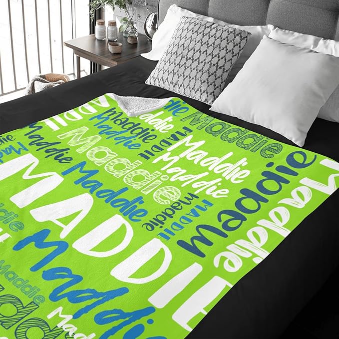Dr.TOUGH Personalized Blankets with Name Customized Baby Blankets for Girls Boys Adults Monogrammed Blankets and Throws Christmas Birthday Mothers Fathers Valentines Day Gift (Light Green,30''×40'')