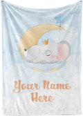 Custom Baby Blankets with Name | Personalized Elephant Newborn Blanket for Baby Girl and Baby Boy | Unisex Warm Soft Sherpa Swaddle Blanket Minky | (Elephant, Sherpa 50"x60")