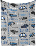 Personalized Car BlanketWith Name for Boys,Custom Name Blanket for Kids,Soft Flannel Car Toddler Blanket Customized Gift for Birthday Christmas Baby Shower Newborn Gift 60in X 80in 2-car Gray