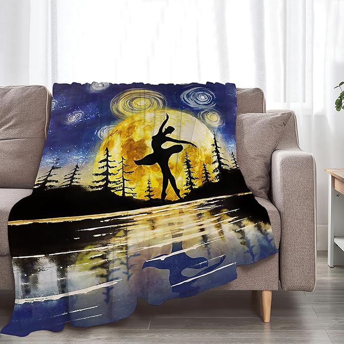 Ballet Blanket Dance Gifts for Girls Dancer Boys Woman Kids Dance Lover Throw Blankets Soft Blanket Warm Fleece Flannel Plush Blankets for Bed Sofa Couch 40"x50"