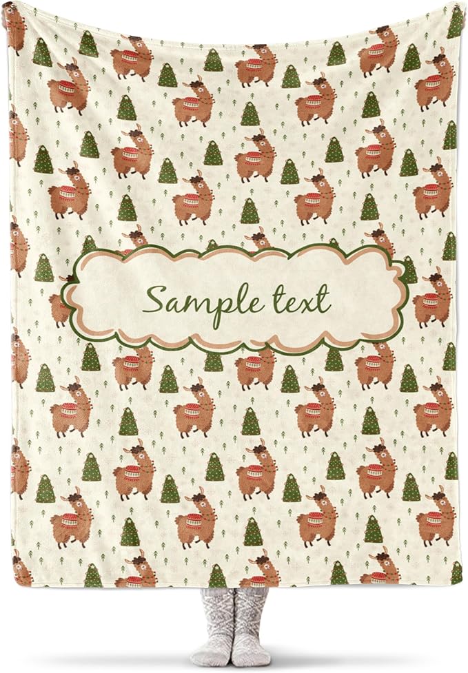 Personalized Holiday Llama Blanket - Ships Next Day, Printed in USA - Warm Fleece or Sherpa Sofa Throw for Christmas,Fun Christmas Décor - Customizable Family Throws (Sherpa 60x80)