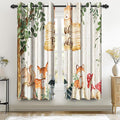 Renaiss 52 x 63 Inch African Safari Baby Curtains Grommet Blackout Window Curtain Planks Animals Tropical Tree Stump Fox Squirrel Mushrooms Print Window Treatment for Kids Boys Bedroom Decor 2 Panels