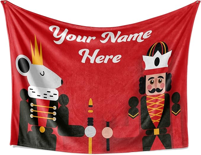 Personalized Nutcracker Christmas Blanket | Warm Christmas Blankets | Fleece Plush Sofa Throw | Christmas Throw | Holiday Home Decor |Nutcracker Figures | Soft Couch Blanket (Fleece 60x80)