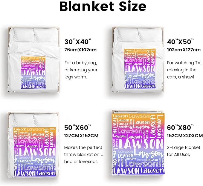 Dr.TOUGH Personalized Blankets with Name Customized Baby Blankets for Girls Boys Adults Monogrammed Blankets and Throws Christmas Birthday Mothers Valentines Day Gift (Z-Colorful 04, 30''×40'')