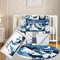 Custom Baby Crib Bedding Set, 3 Pcs Personalized Nursery Bedding Set with Name, Soft Baby Bedding Crib Sets with Blanket - Toddler Crib Sets for Girl Boy, Infant Newborn Gifts, Blue Moon & Bea