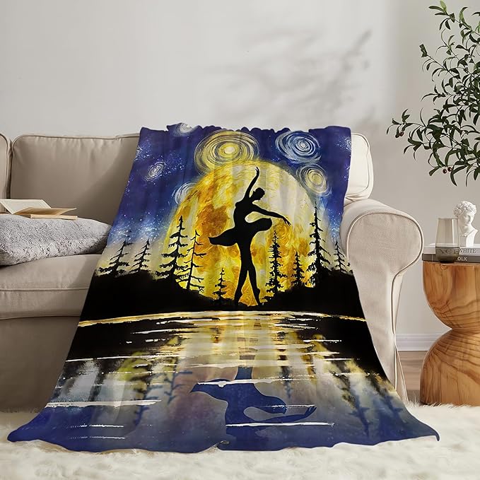 Ballet Blanket Dance Gifts for Girls Dancer Boys Woman Kids Dance Lover Throw Blankets Soft Blanket Warm Fleece Flannel Plush Blankets for Bed Sofa Couch 40"x50"