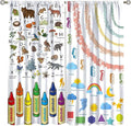 Kids Alphabet Curtain, Funny Cartoon Animal Rainbow Learning, Educational Boys Girls Children Printed Rod Pocket Blackout Window Treatments for Bedroom Living Room Nursery 42" W X 45" L