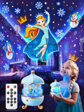 Snow Night Light for Kids, 15 White Noise+16 Films+336 Colors Star Projector for Kids, 360°+Remote+Cordless Baby Night Light Projector, Princess Toys for Girls Room Decor Light Up Christmas Decor