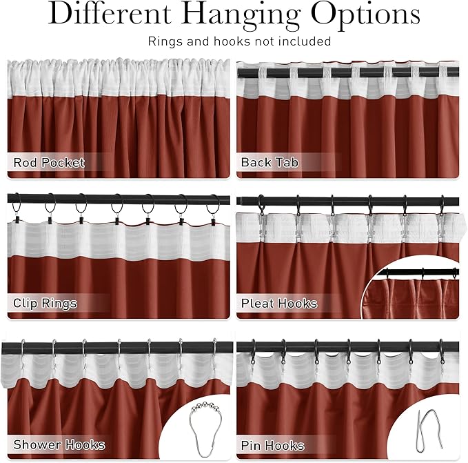 StangH Theater Velvet Curtains, Rust Red Home Decor Blackout Privacy Drapes 96 inches for Christmas Backdrops/Living Room/Bedroom, W52 x L96, 2 Panels