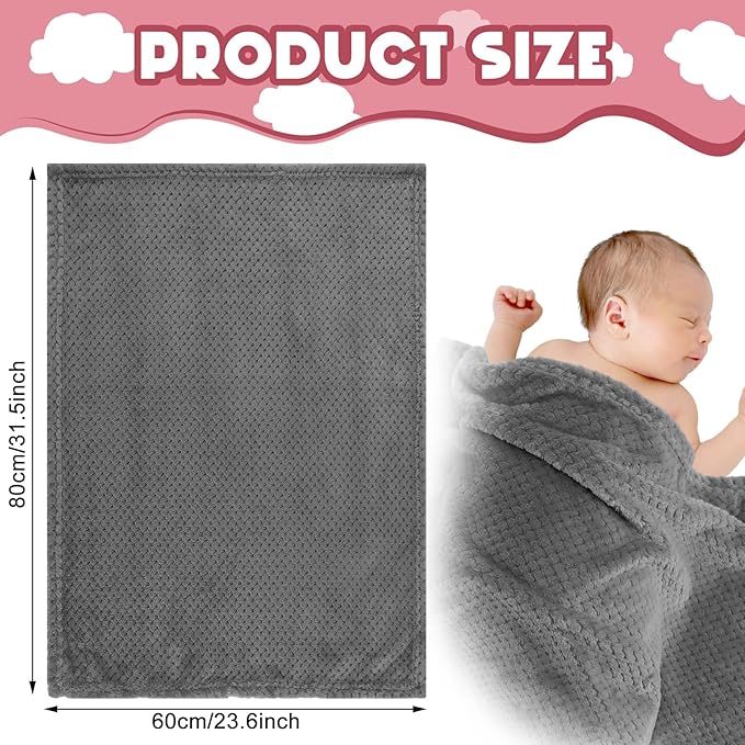 Frienda 4 Pcs Baby Fuzzy Blanket Fluffy Baby Blanket for Boys Girls Soft Warm Infant Newborn Toddler Receiving Nursery Bed Supplies, 32 x 24 Inch(Dark Color)
