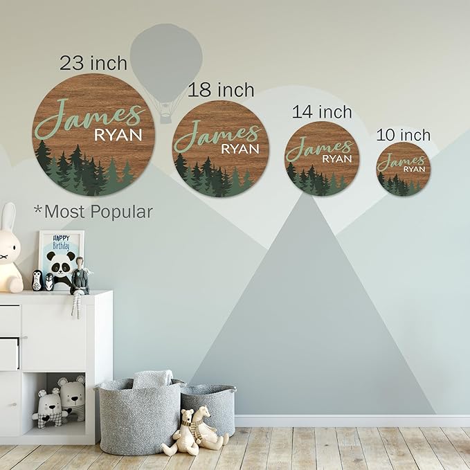 Chico Creek Signs Custom Nursery Sign, Woodland Theme Nursery Name Sign for Nursery Decor, Wall Art for Kids Room, Nursery Decor For Boys Room, Baby Shower Gifts, Newborn Gift (10""), Green