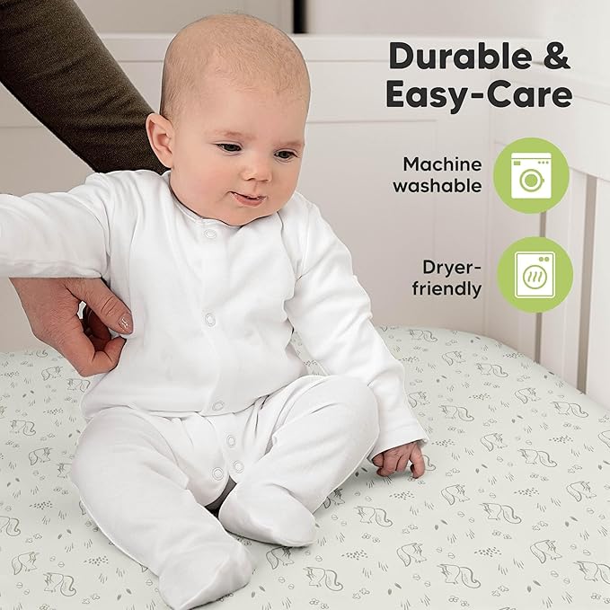 KeaBabies 2-Pack Organic Crib Sheets for Boys, Girls - 52x28 Fitted Crib Mattress Sheet Neutral, Breathable Jersey Cotton Cover for Baby Bed, Toddler Mattress, Soft & Cute Prints (Lune Mystic)