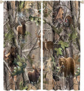 Retro Forest Window Curtains, Camouflage Hunting Tree Camo Rustic Deer Elk Bird Bear Blackout Rod Pocket Windows Door Curtain for Bedroom Living Room Home Decor 42x54in