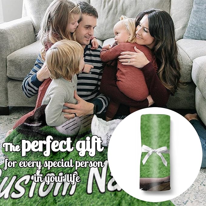 Personalized Custom Golf Blanket - Super Soft Flannel Throw Blankets with Name & Number - 40" x 50" for Kids, Boys, Girls, Women, Men - Golf Lover Gift