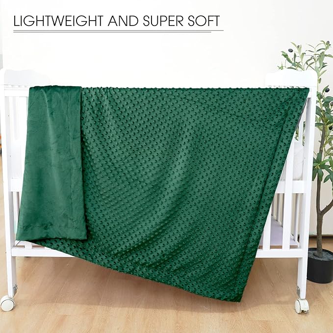 david's kids Micro Fleece Minky Baby Blanket for Boys Girls with Double Layer and Soothing Raised Dots, 40x50 Inches Breathable and Soft Lightweight Receiving Blanket for Newborns, Emerald Green