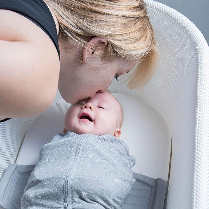 Happiest Baby SNOO Sleep Sack - 100% Organic Cotton Baby Swaddle Blanket - Doctor Designed Promotes Healthy Hip Development - 3-Pack Bundle (Ivory Planets with Black Wings, S, M, L)