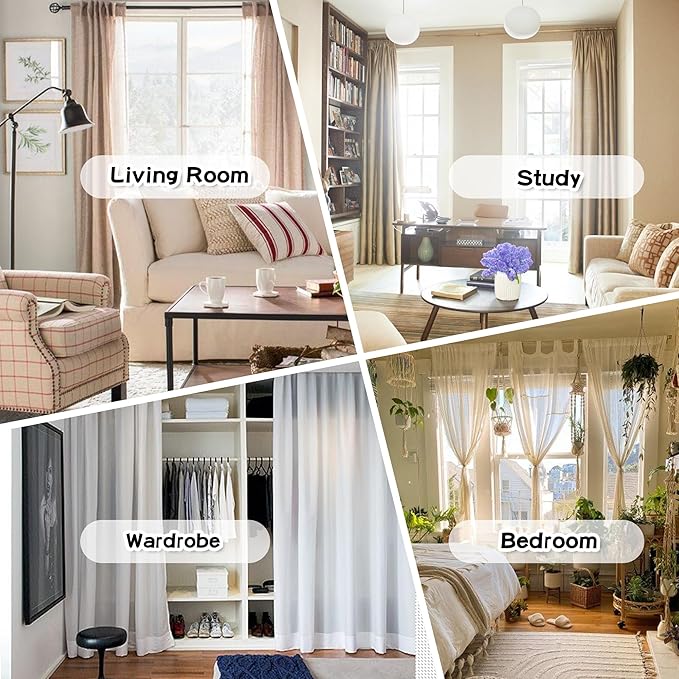 MYSKY HOME 95 Inch Long Living Room Curtains Double Layer Grey Blackout Curtains for Boys Bedroom White Pom Pom Sheer Curtains for Kids Room Darkening Grommet Top Nursery Window Panels 52 x 95 in