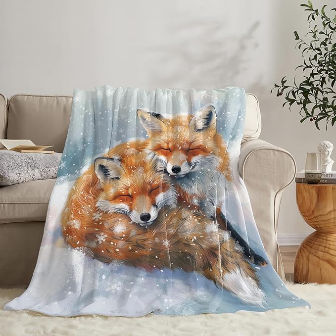 Tijuboni Fox Throw Blanket Fox Gifts for Girls Boys Women Men Kids Adults Soft Flannel Fleece Blanket for Couch Sofa Bed Home Decor 40"x50"