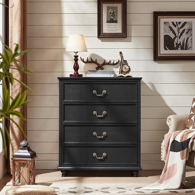 Bedroom Sets, 54" Wide 7 Drawers Dresser and 37" Tall 4 Drawers Dresser, Wooden 2 Piece Bedroom Furniture Set, Chest of Drawer for Bedroom, Home, Living Room, Hallway, Black