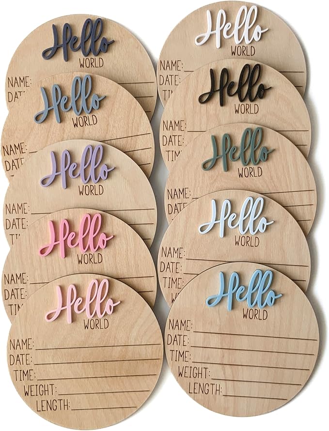 Hello World Newborn Sign, Baby Announcement Sign, Birth Announcement Sign, Hello World Nursery Sign, Baby Hospital Sign, Photo Prop for baby girl boy - (Black)