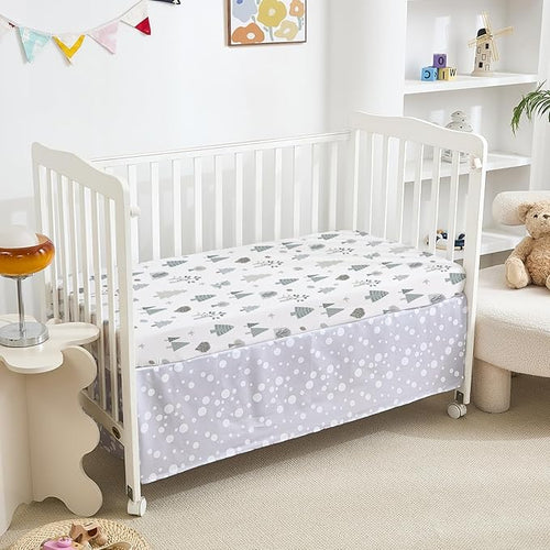 4 Pack Mini Crib Sheets Fitted - 38"x26" Pack and Play Sheets for Playard Mattress, Portable Mini Crib | Soft & Skin Friendly Pack N Play Sheets for Boys (Elephant & Woodland)