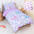 TinyPalsa Butterfly Toddler Bedding Set, 4-Piece Comforter Set for Girls and Boys, Breathable Crib Bedding Includes Ultra-Soft Plush Minky Comforter, Flat and Fitted Sheets, and Reversible Pillowcase