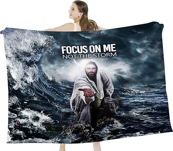 Tijuboni Christian Jesus Throw Blanket Religious Faith Gifts for Women Men Girls Boys Kids Adults Soft Flannel Fleece Blanket for Couch Sofa Bed Home Decor 60"x80"