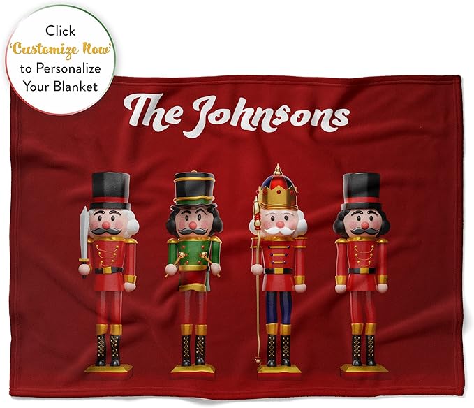 Personalized Nutcracker Gift | Christmas Blanket | Sherpa Plush Sofa Throw | Christmas Throw | Holiday Decor | Nutcracker Figure | Fuzzy Christmas Blankets | Super Soft Blanket (Sherpa 50x60)