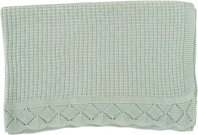 Baby Knit Blanket, 100% Cotton Waffle Patterns, Soft, Cozy, Lightweight Swaddle for Newborn & Infant Swaddling Beige Neutral, Perfect Baby Shower Ideas Sage Green 30x30