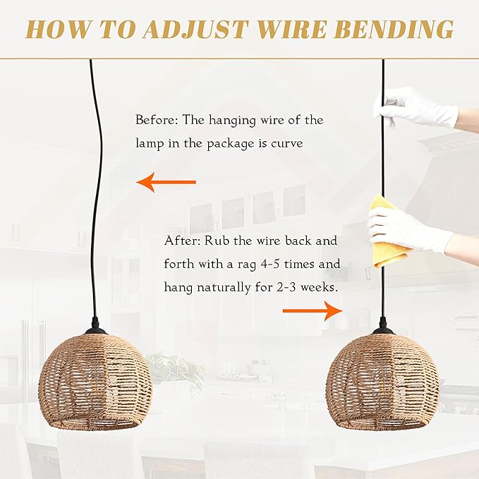 3 Pack Wicker Pendant Light Natural Woven Pendant Light Boho Chandelier Light Fixture Dome Rustic Farmhouse Pendant Lights Rattan Light Fixture for Dining Room Kitchen Island (Bulb Incl.)