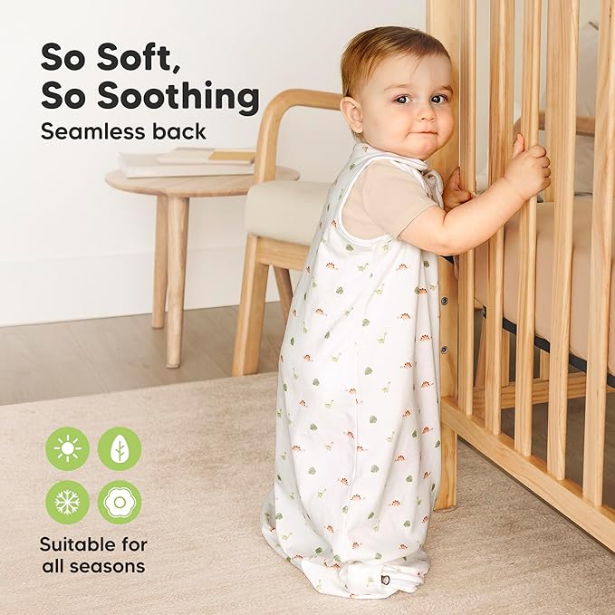 2-Pack Organic Baby Sleep Sacks, 100% Cotton - Soft & Breathable 0.5TOG Baby Wearable Blanket, Toddler Sleeping Sack 18-24 Months, Easy to Wear Transitional Swaddles for Newborns,Infants(Roarsome, L)