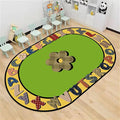 Children's Area Rugs, 3x5ft, Educational And Fun Rugs with ABC Alphabet, Early Learning Rug for Playroom Game Activity, Plaid Floral Non-Slip Soft Indoor Play Mat for Bedroom Nursery, Oval Rug