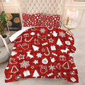 Christmas Plaid Comforter Set: Full Size Cartoon Red Xmas Bedding Sets for Teens Kids Women Christmas Tree Snowflakes Snowman Elk 3 Piece Quilt Bed Set 1 Comforter & 2 Pillowcases