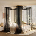 lazyzzz Black Canopy Bed Curtains for Full/Queen Metal/Wood Canopy Bed Frame, Princess Bed Canopy Scarf for Girls-2 Panel Sheer Curtain 39.4" W x 315" L